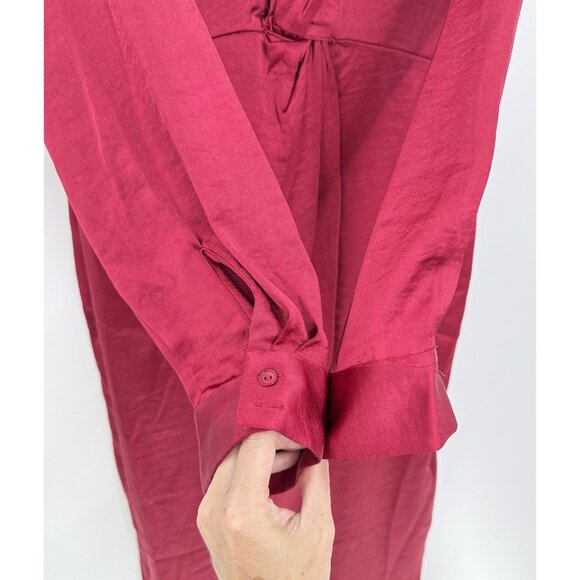 NWT Mila Mae Dress Wine Red Long Sleeve Maxi Knot Front Sz M - Picture 3 of 16